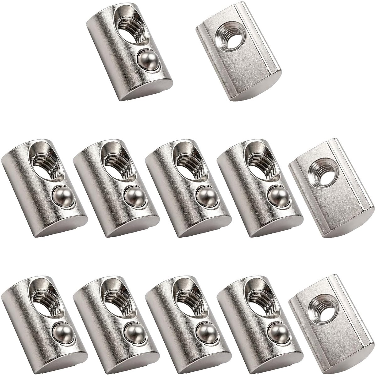 12 Stuks 45 Serie M8 T-Veermoeren, Groefstenen met Kogelmoer, voor Aluminium Extrusieprofielen met Sleuf van 10mm