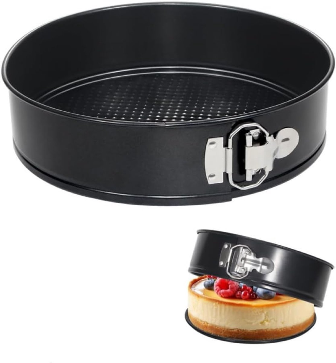 Springvorm, rond, antiaanbaklaag, 26 cm, koolstofstaal, vaatwasmachinebestendig, voor cheesecakes en biscuit