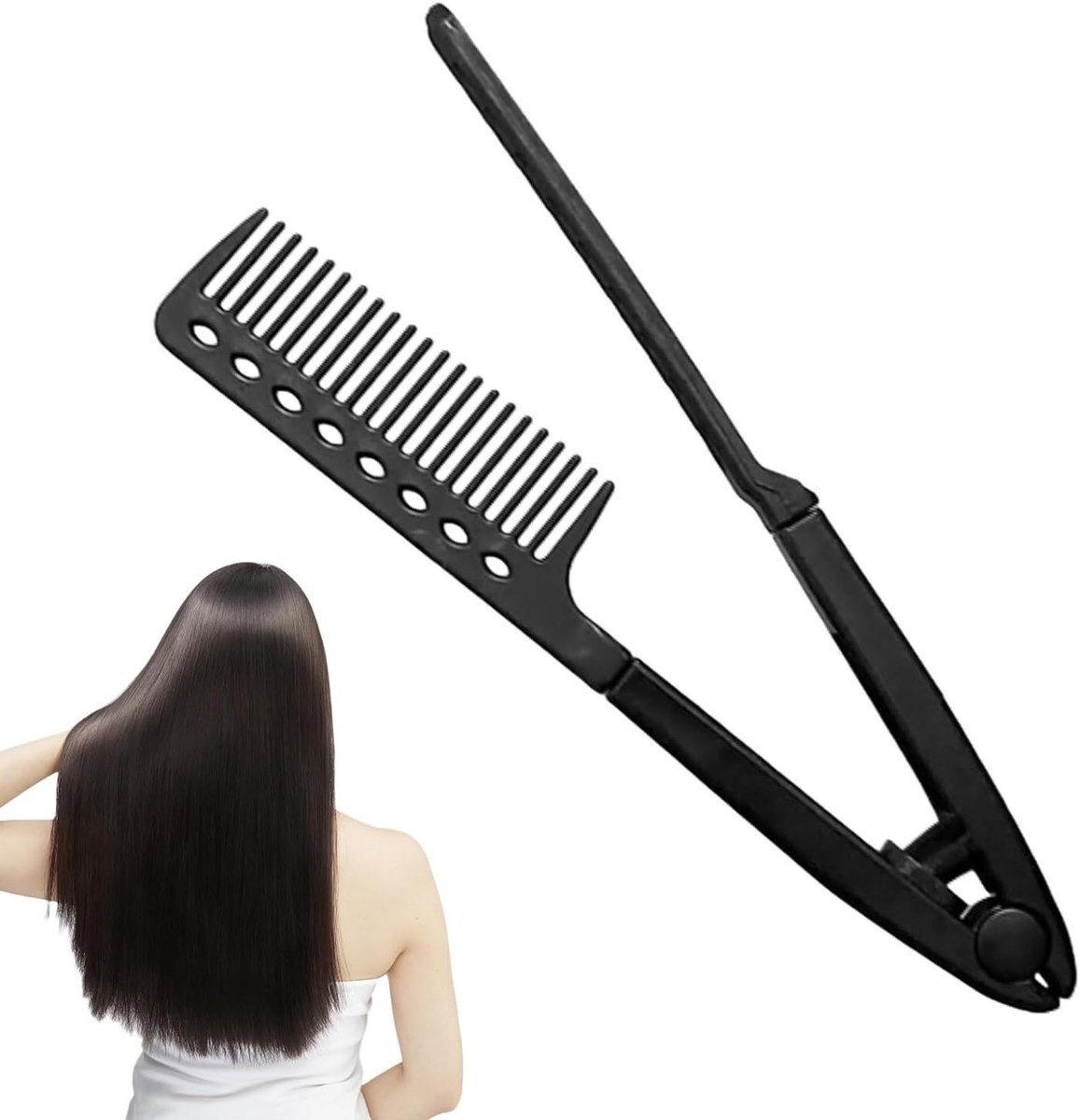 Stijltang Kort Haar - Stijlkam Vorm - Dagelijks Haar Stylen - V-Design Kam - 24.5 cm - Niet gespecificeerd