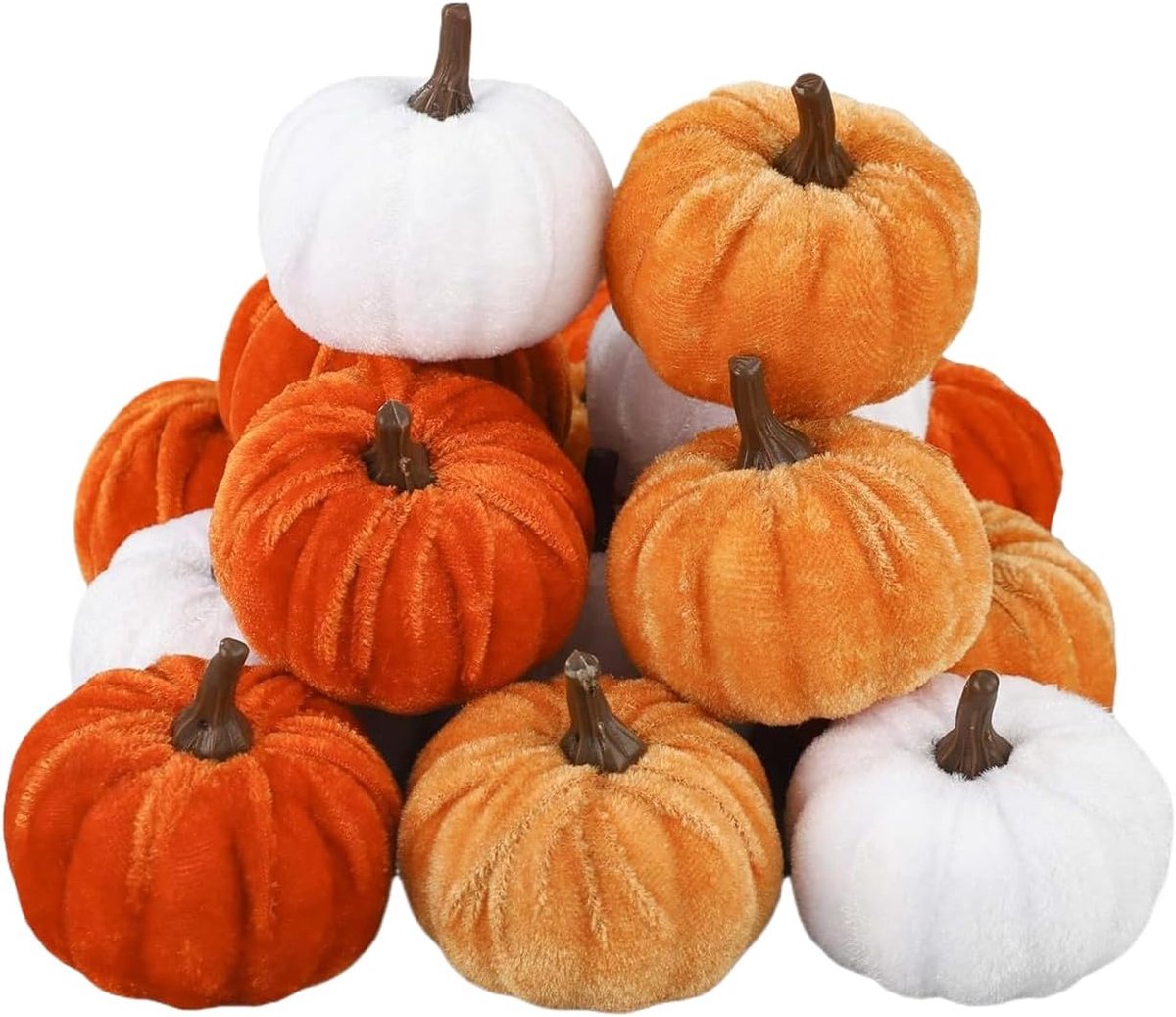 Pumpkins - pluche decoratieve ornamenten, pluizige rondingen, stoffen pompoenen, oogstmiddelpunt | Rustieke woondecoratie voor seizoensgebonden displays