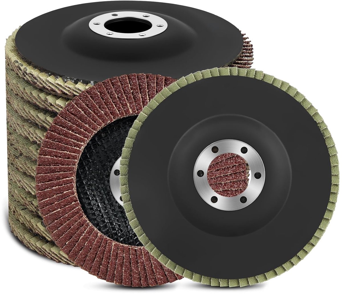 10 stuks ventilatorschijven, Ø115mm x 22mm korrel 40K ventilatorschijven,zirkoonkorund lamellenschijf, slijpmopschijf, lamellenschijf voor metaal hout haakse slijper polijstmachine - rood