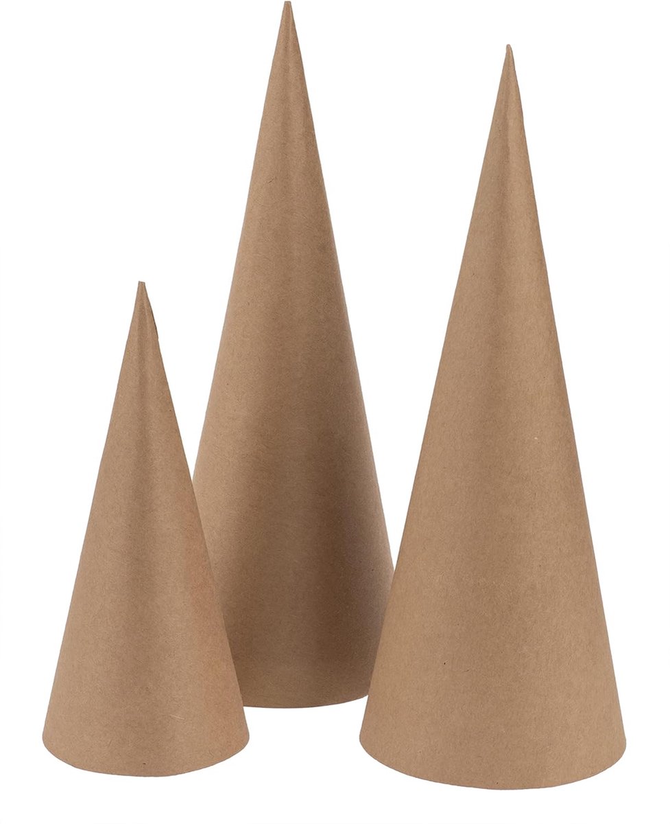 Kegels van karton, naturel, 10/18/26 cm