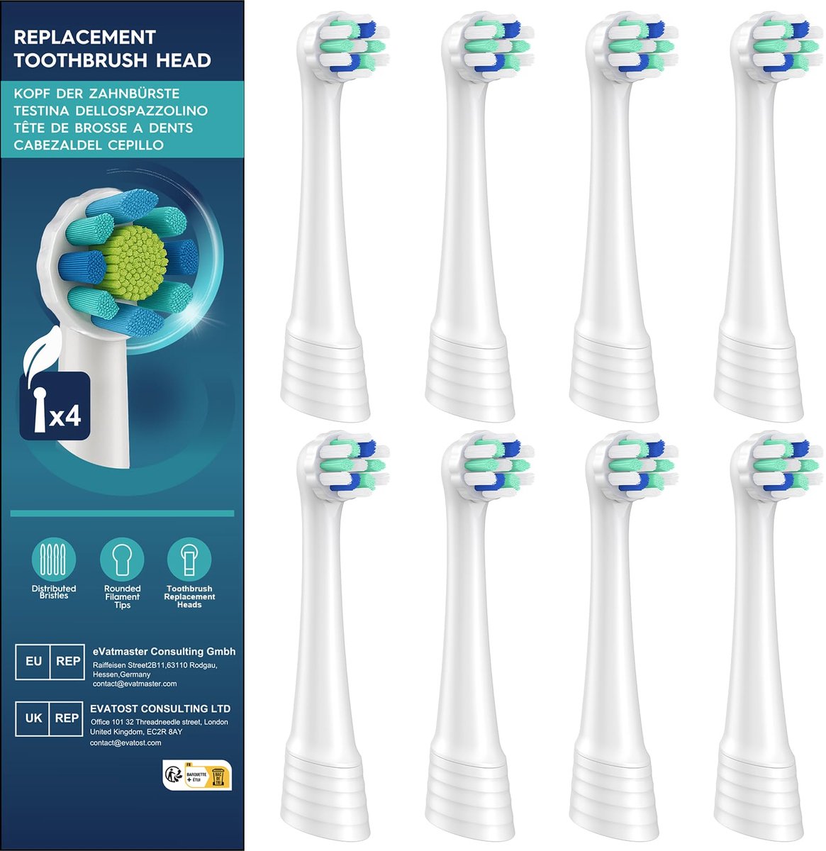 opzetborstels voor Oral B IO 3N/3/4/5/6/7/8/9/10 Series - 8 stuks - wit - voor effectieve tandreiniging - ShopVlot