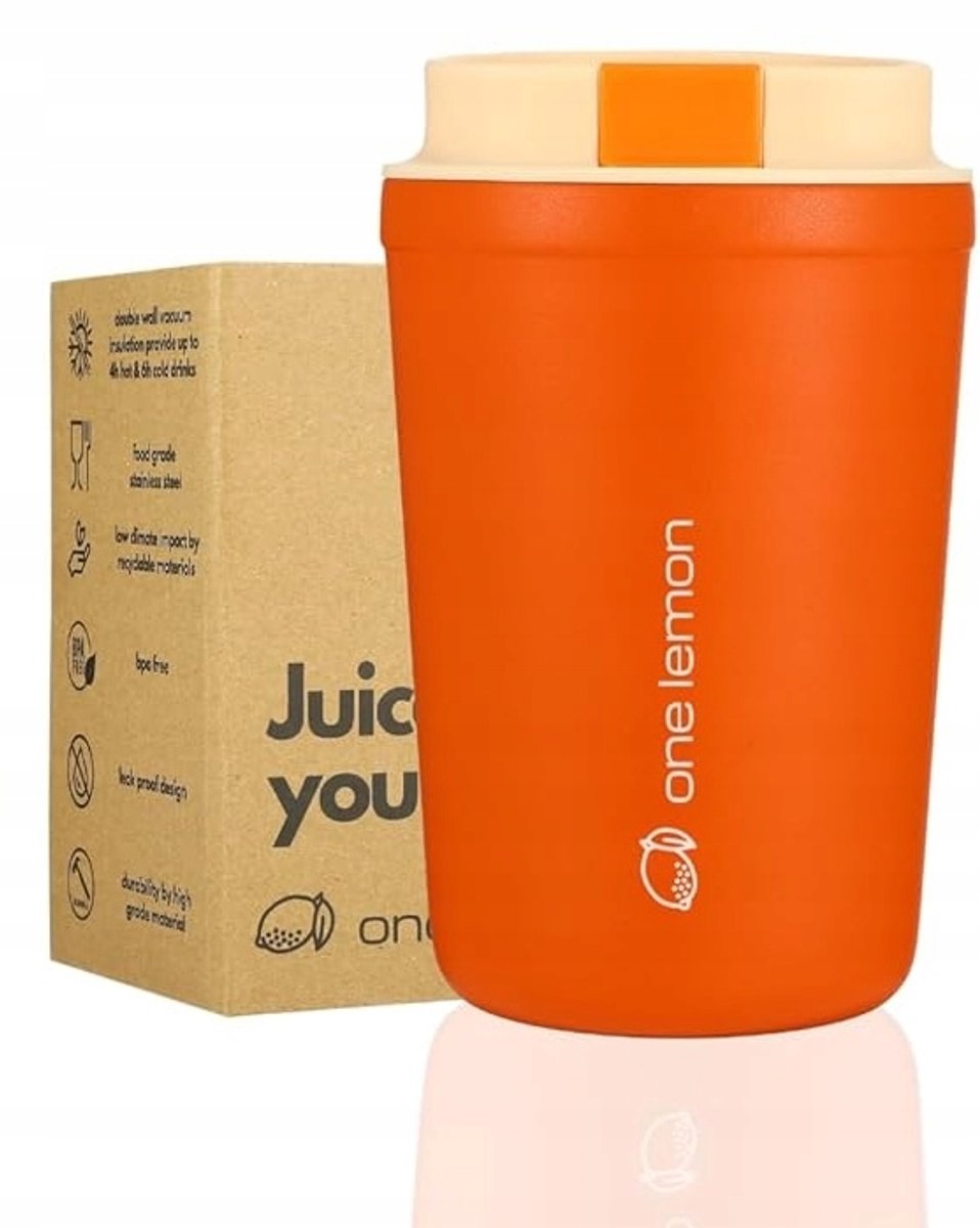 Isolatiemok RVS 350ml - Oranje - Lekvrij & BPA-vrij