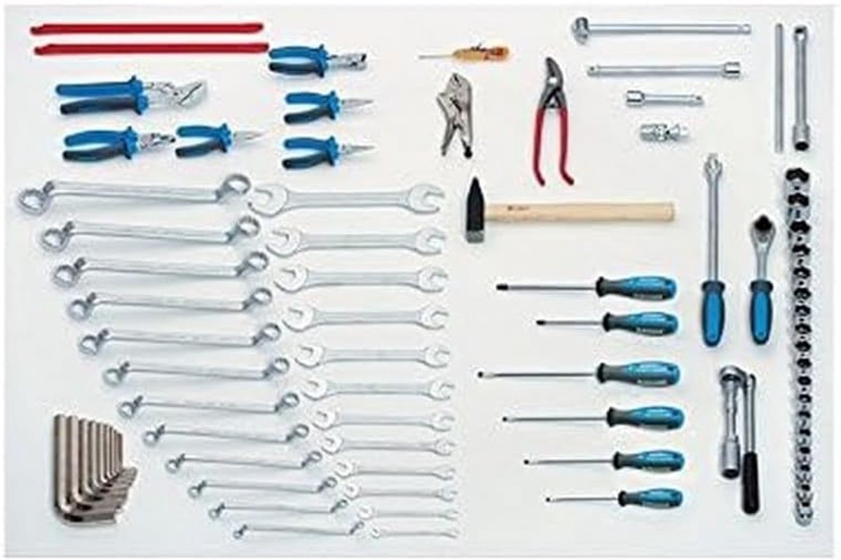 Gereedschapskoffer 5 compartimenten - blauw - stevige metalen constructie - ideaal voor veilig opbergen - ShopVlot