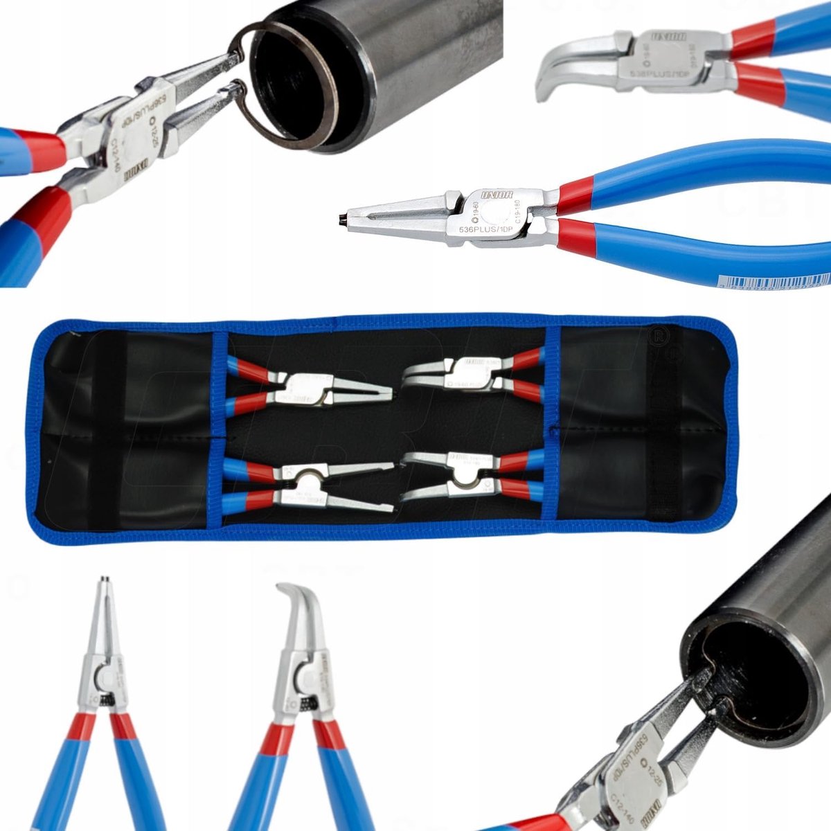 Pliers voor veiligheidssluitingen 180mm - speciaal gereedschapsstaal - set met tangen in tas - ideaal voor precisiewerk - ShopVlot