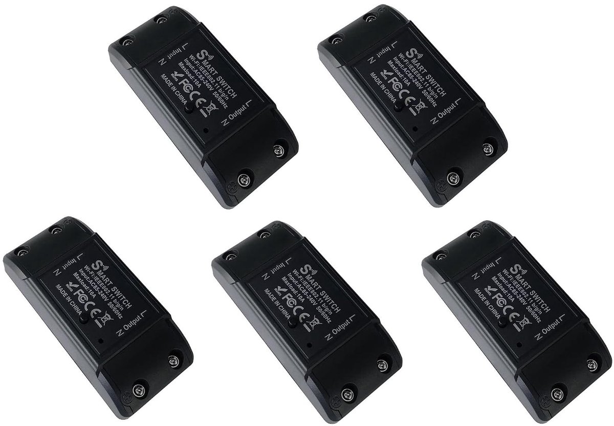 WiFi Smart Switch 220V - 10A, 5 Stuks - Zwart - Bedien met app of spraak - ShopVlot