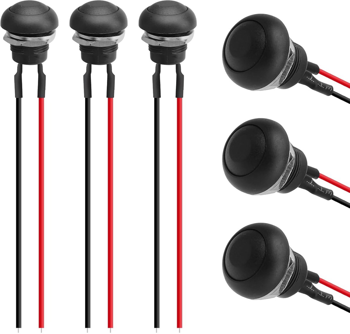 Momentary Push Button Switch 12mm - Waterproof met Kabel - Mini On/Off Schakelaar - Ideaal voor Auto en Bel - SnelShoppen