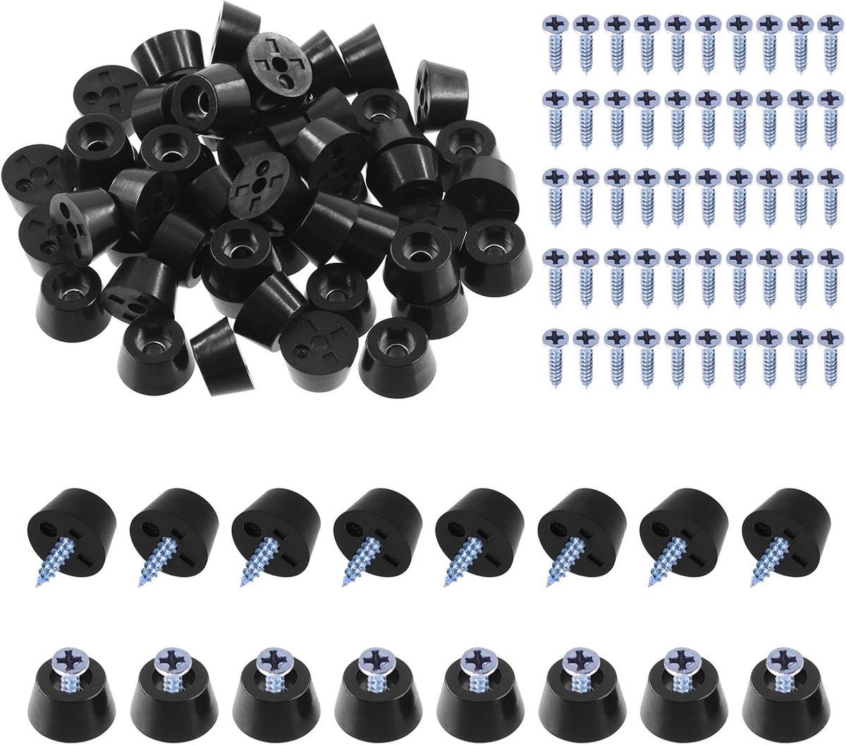 Meubelvoetjes 50pcs 12mm - Zwarte rubberen voetjes - Antislip bump pads - Voor meubels en apparaten - SnelShoppen