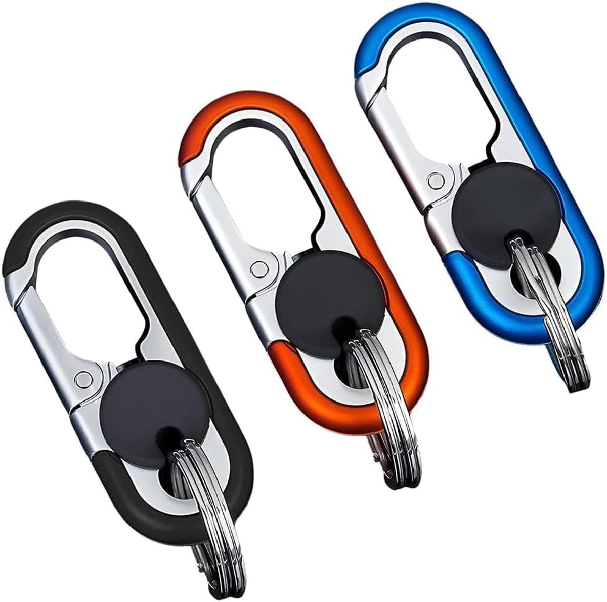 Karabijnhaken 3 stuks - premium zinklegering - D-vormig design - ideaal voor sleutels - SnelShoppen