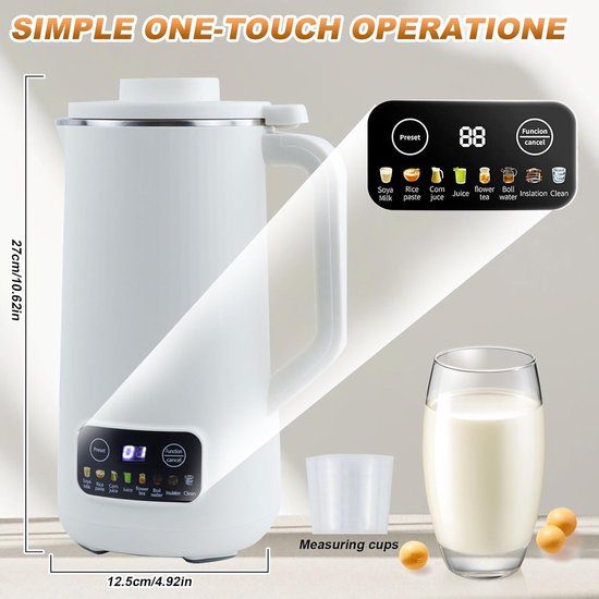 Sojamelk Machine 600ml - Oatmelk Machine met 10 Messen - Zelfreinigend en Warmhoudfunctie - SnelShoppen — afbeelding 5