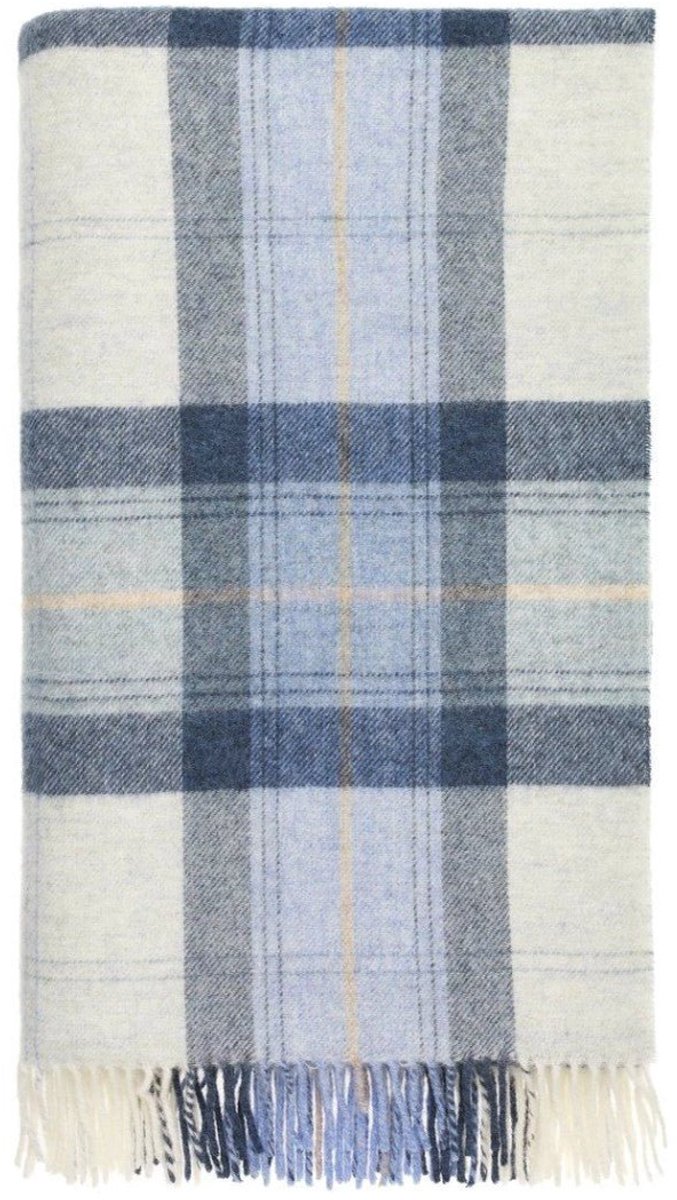 Plaid Skye Koraal Blauw - Shetland Lamswol - 140x185 - Bronte by Moon Scotland