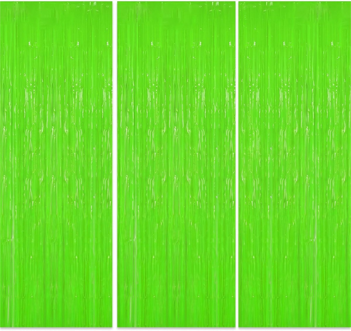 Lametta-foliegordijnen 3 stuks - fluorescerend groen - feestelijke decoratie - voor een sprankelende sfeer - SnelShoppen