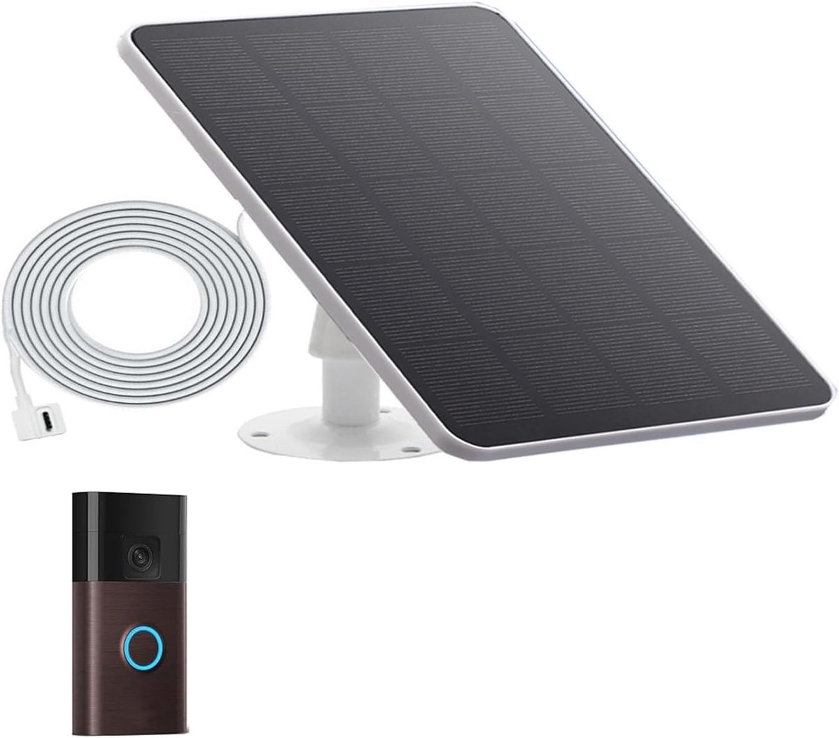 Solar Charger 5W - Wit - Geschikt voor USB-C Ring Video Deurbel - Houdt batterij altijd opgeladen - SnelShoppen