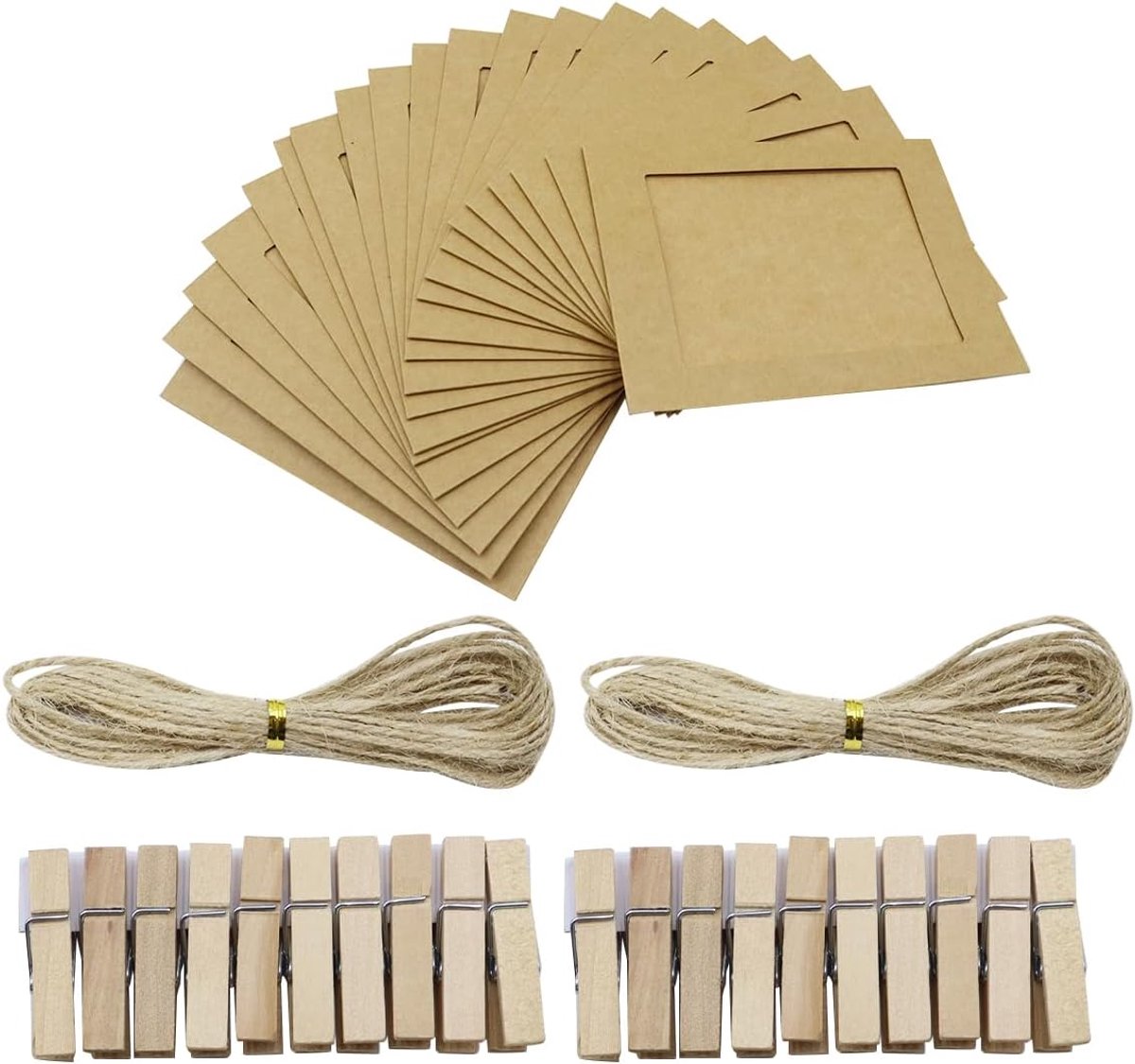 Foto muur opknoping kit 6 inch - papier frames met jute touw - 20 stuks voor creatieve decoratie - SnelShoppen