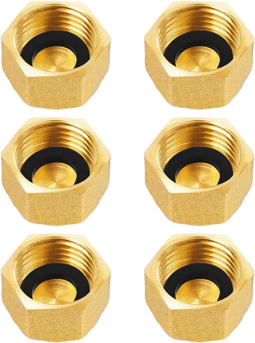 Messing blanking caps 3/8" - met rubberen afdichtingen - lekvrij - voor sanitair systemen - SnelShoppen