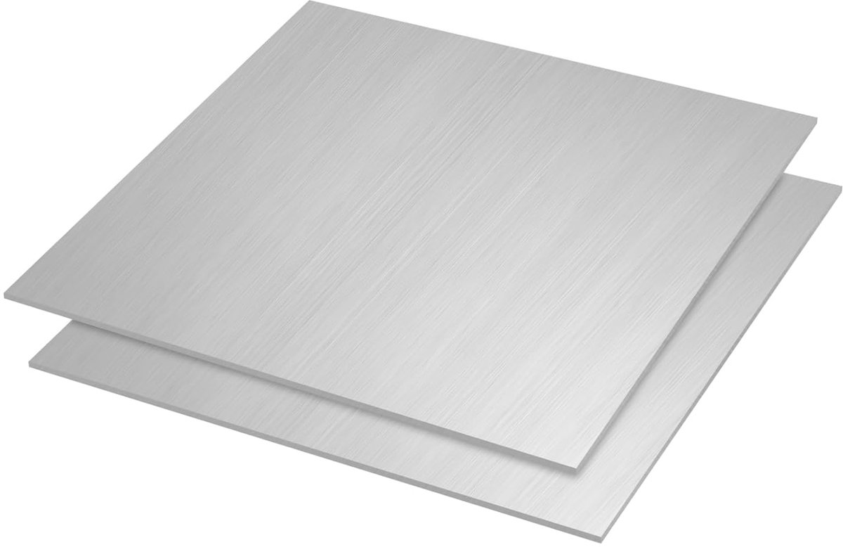 2x Vierkante Plaat RVS 304 - 15x15 cm - 2 mm Dikte - Geborsteld Metaal