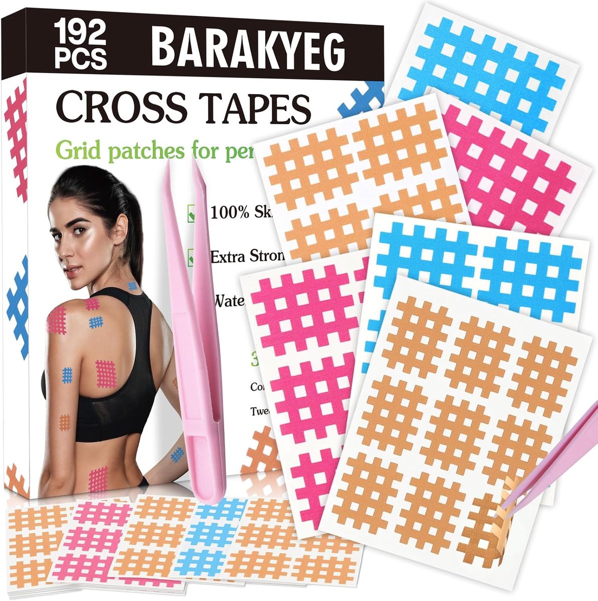 Grid tape set - 192 stuks - zelfklevend - tot 7 dagen comfortabel gebruik - SnelShoppen