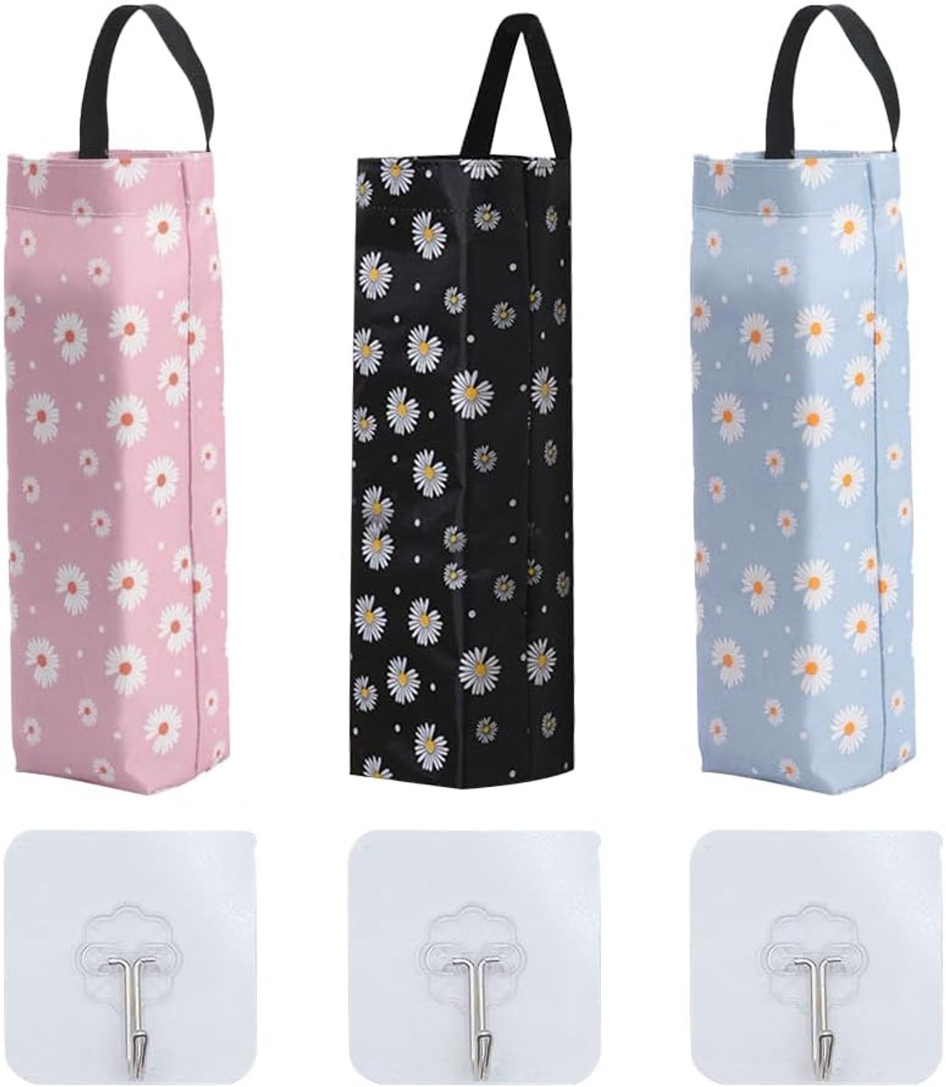 Plastic zak houders 3 stuks - polyester vezel - hangend ontwerp - voor opbergen plastic zakken - SnelShoppen