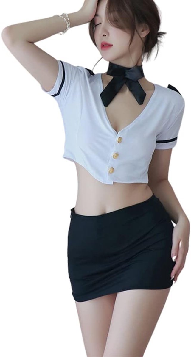 Sexy vrouwelijke secretaresse kostuum - mini strak uniform - sexy heuprok - perfect voor themafeesten - ShopVlot