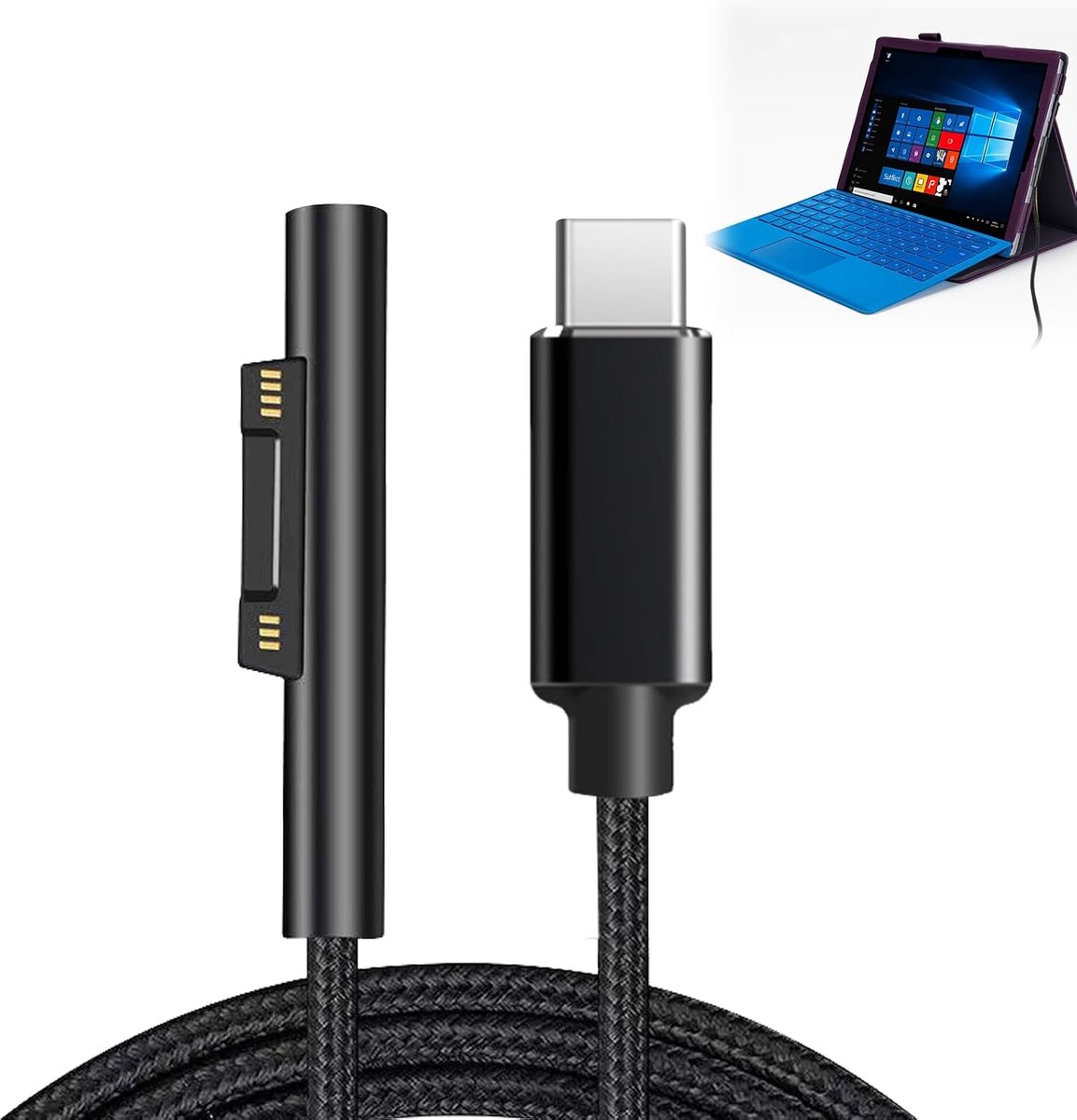 Lader voor Surface Pro 7 - Nylon gevlochten - Ondersteunt snelladen - Ideaal voor meerdere apparaten - ShopVlot
