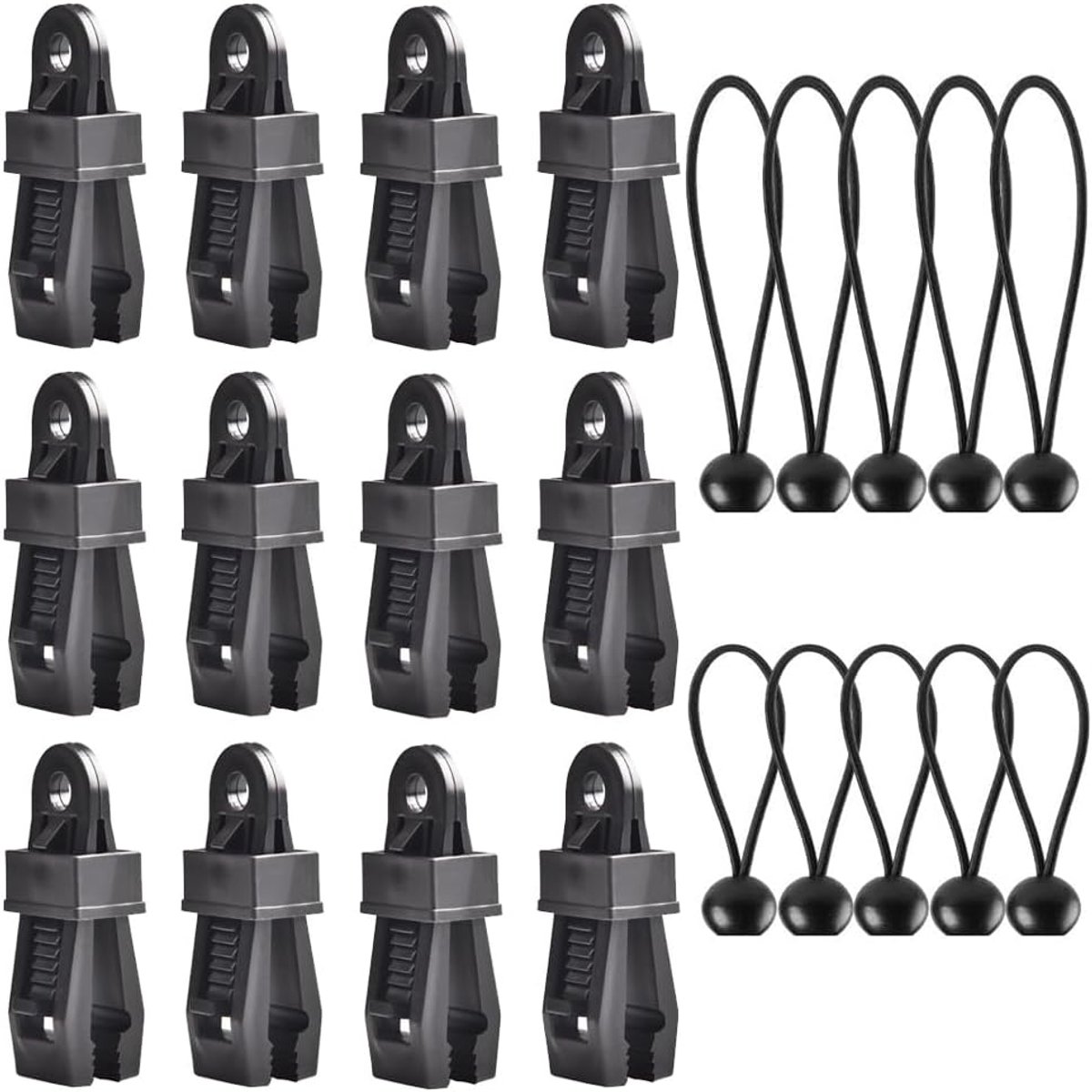 Tarpaulin clips 12 stuks - zware kwaliteit - kunststof - sterke grip voor tenten - ShopVlot