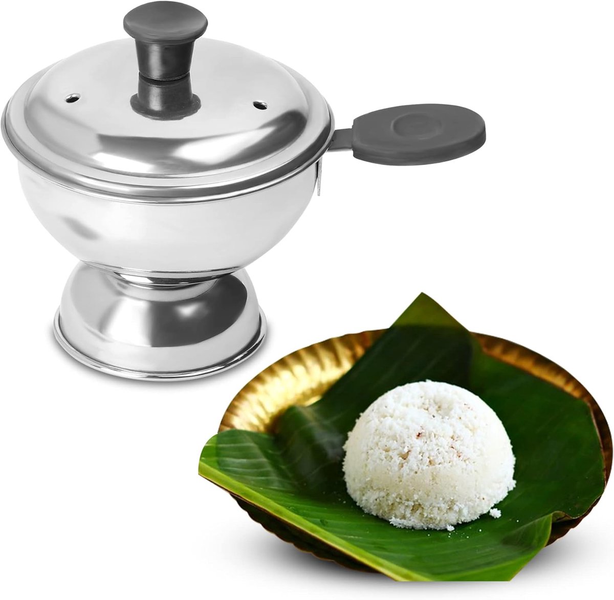 Puttu Maker RVS - Chiratta Puttu Maker - Met Handvat - Voor gebruik met drukpan - ShopVlot