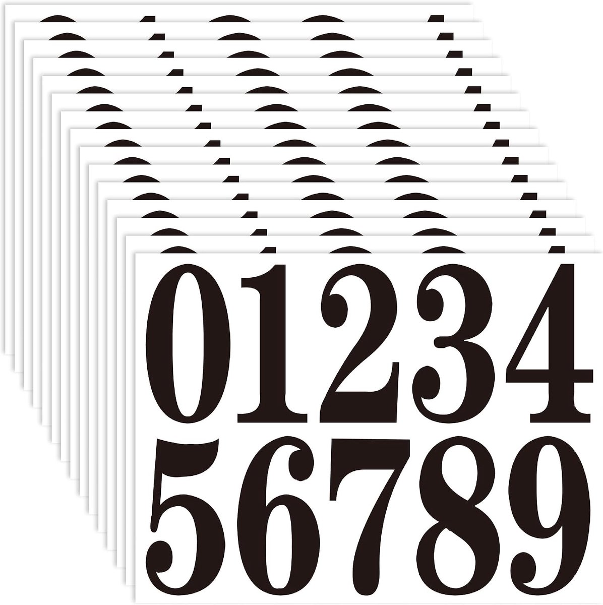 Nummerstickers 15 Stuks 3 Inch - Zwarte Zelfklevende Cijfers - Weerbestendig - Perfect voor Huisnummers - SnelShoppen