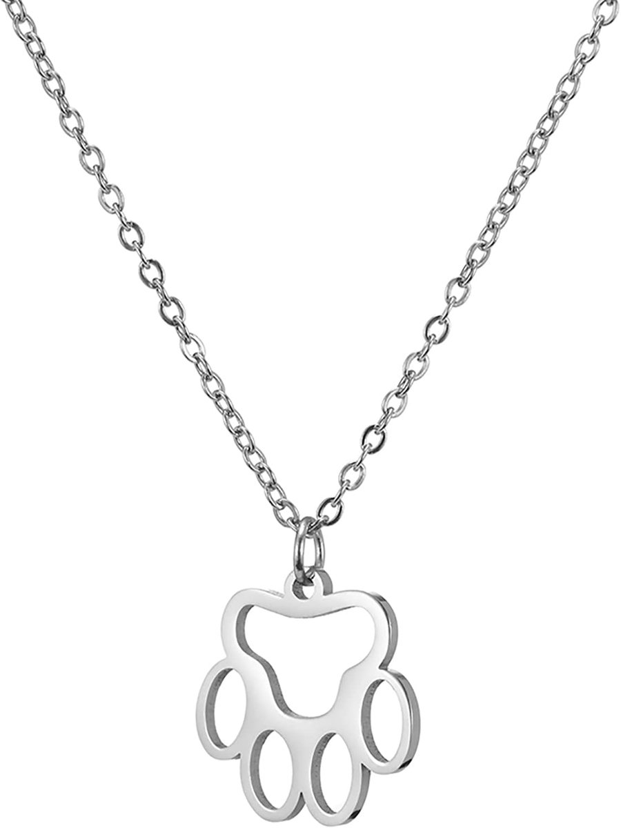 Paw print ketting voor vrouwen - roestvrij staal - hollow out design - perfect voor dierenliefhebbers - SnelShoppen