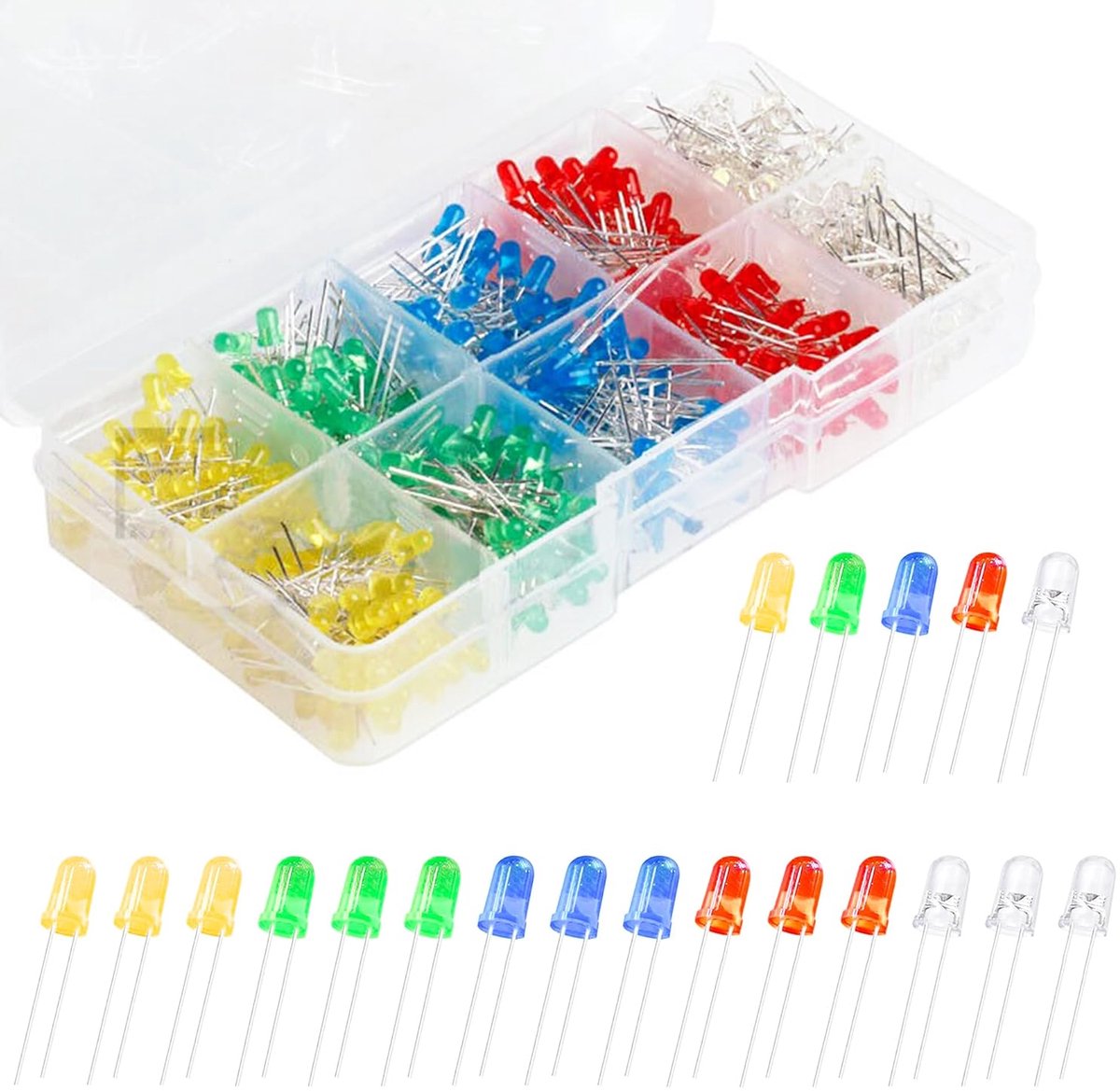 5mm LED lampen - flitsend - assortimentsset in 5 kleuren - ideaal voor modellbouw - SnelShoppen