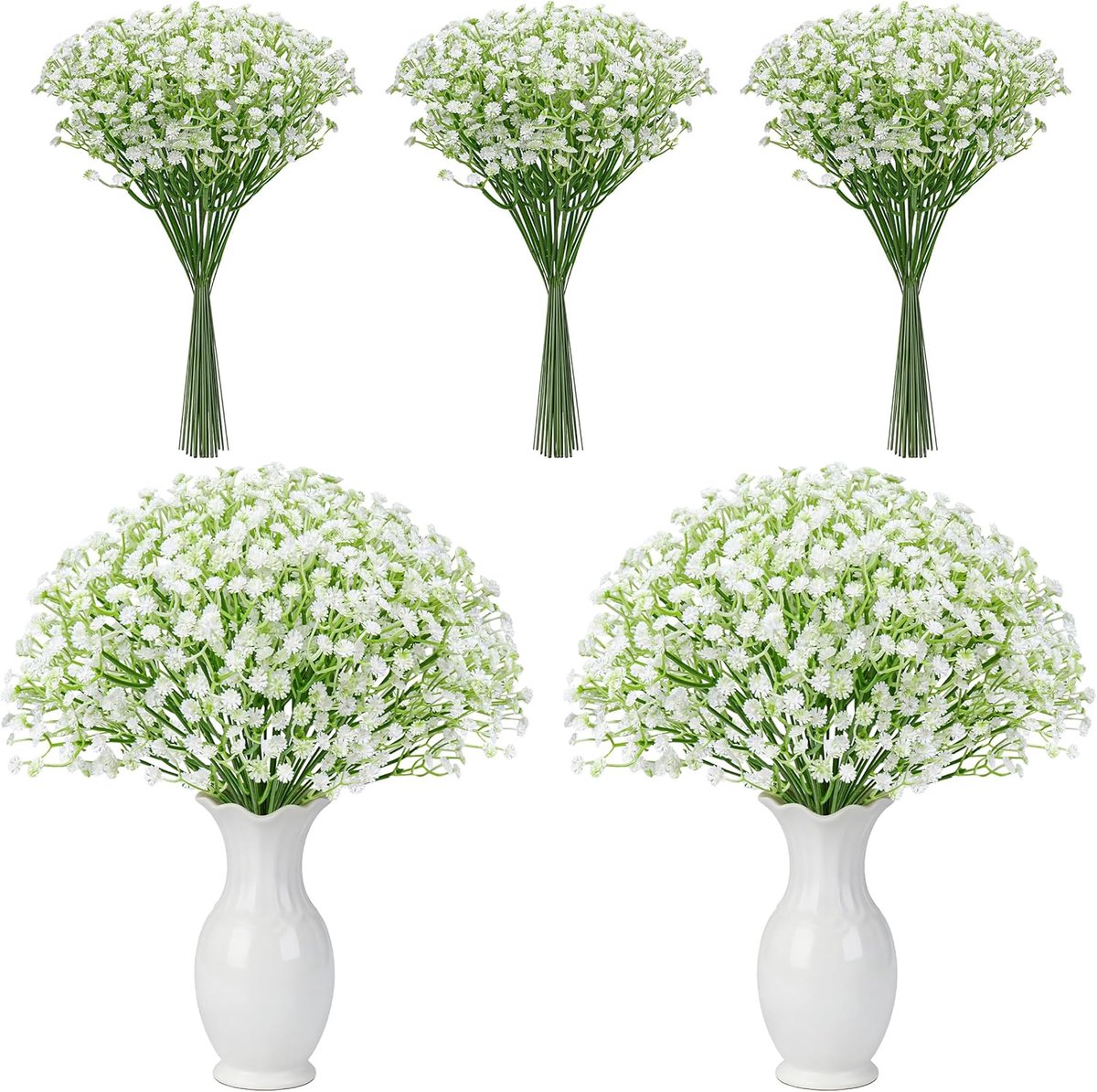 Kunstmatige gipsbloemen 27cm - wit - UV-bestendig - perfect voor bruiloften - SnelShoppen