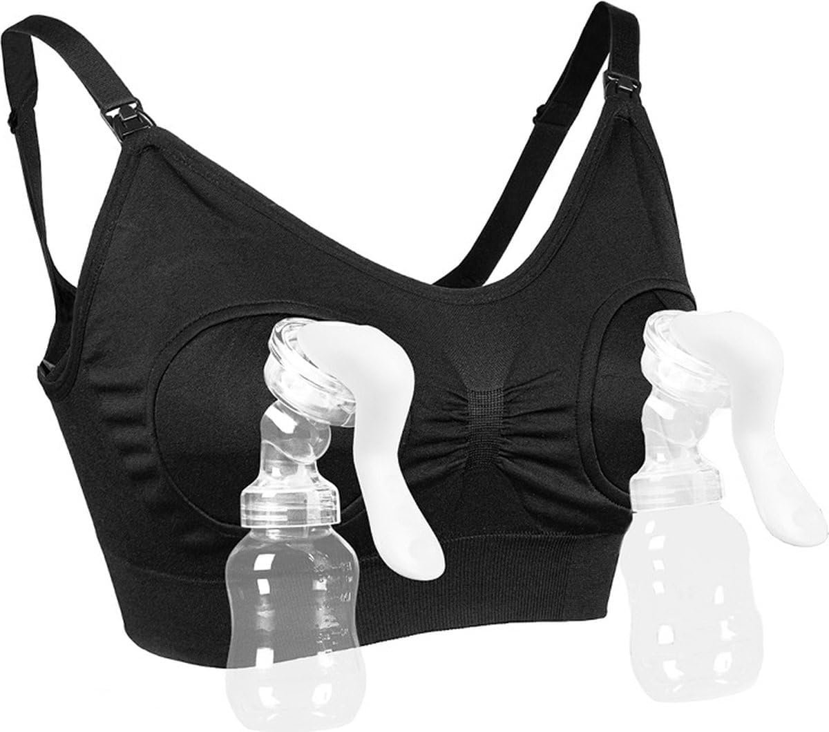 Nursing Bra L - Zwart - 2-in-1 Borstvoeding en Fles - Extra Verstelbare Bh - SnelShoppen