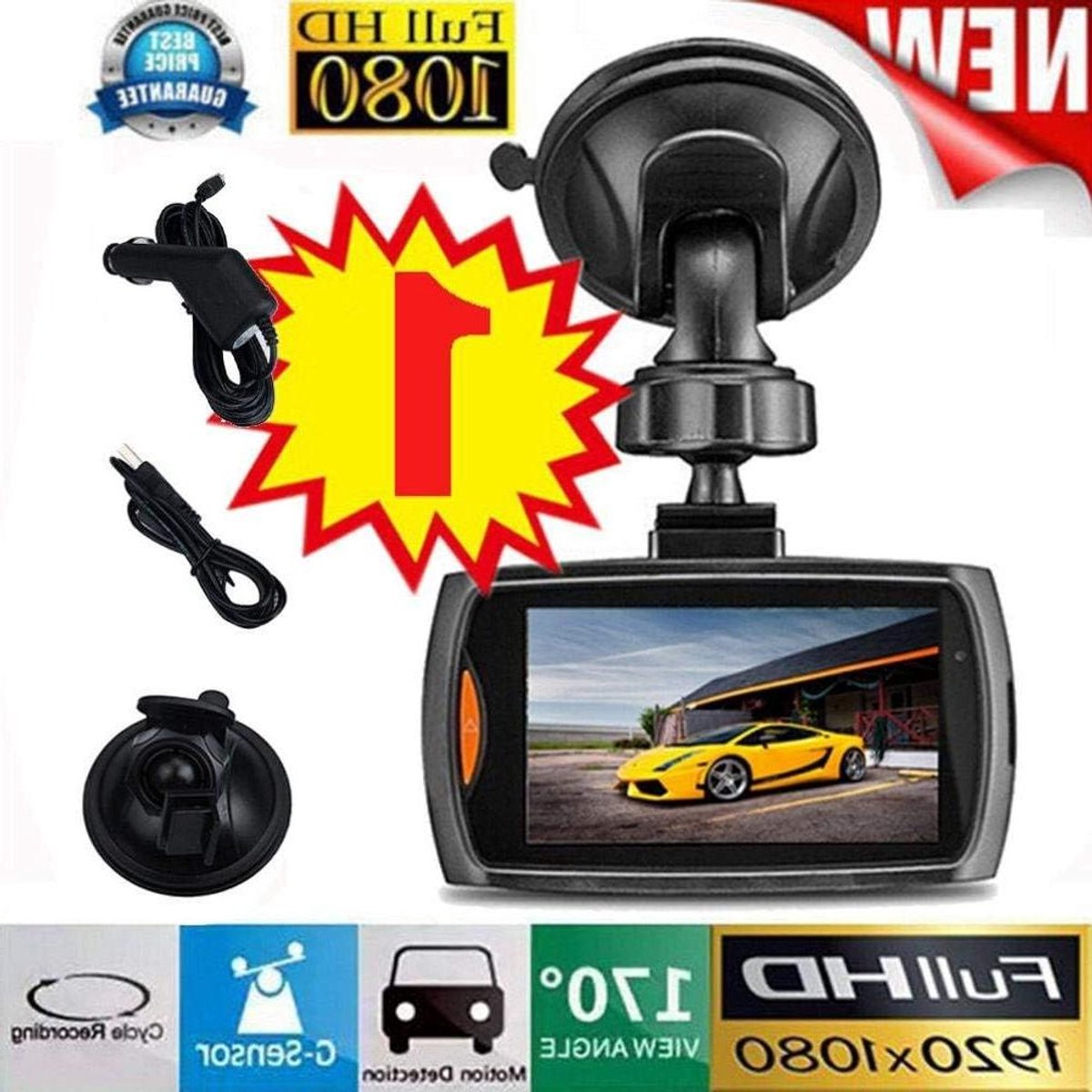 Full HD Dash Cam - Dashboard Camera DVR - Veilig Autorijden - 170 Graden Groothoek - 2.2 Inch LCD - Zwart
