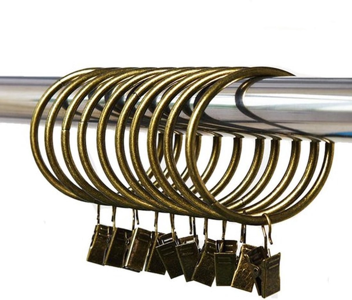 20 stuks bronzen gordijnclips en -ringen, metalen gordijnringen, binnendiameter 38 mm / 1,5 inch, elektroplateringsbewerking