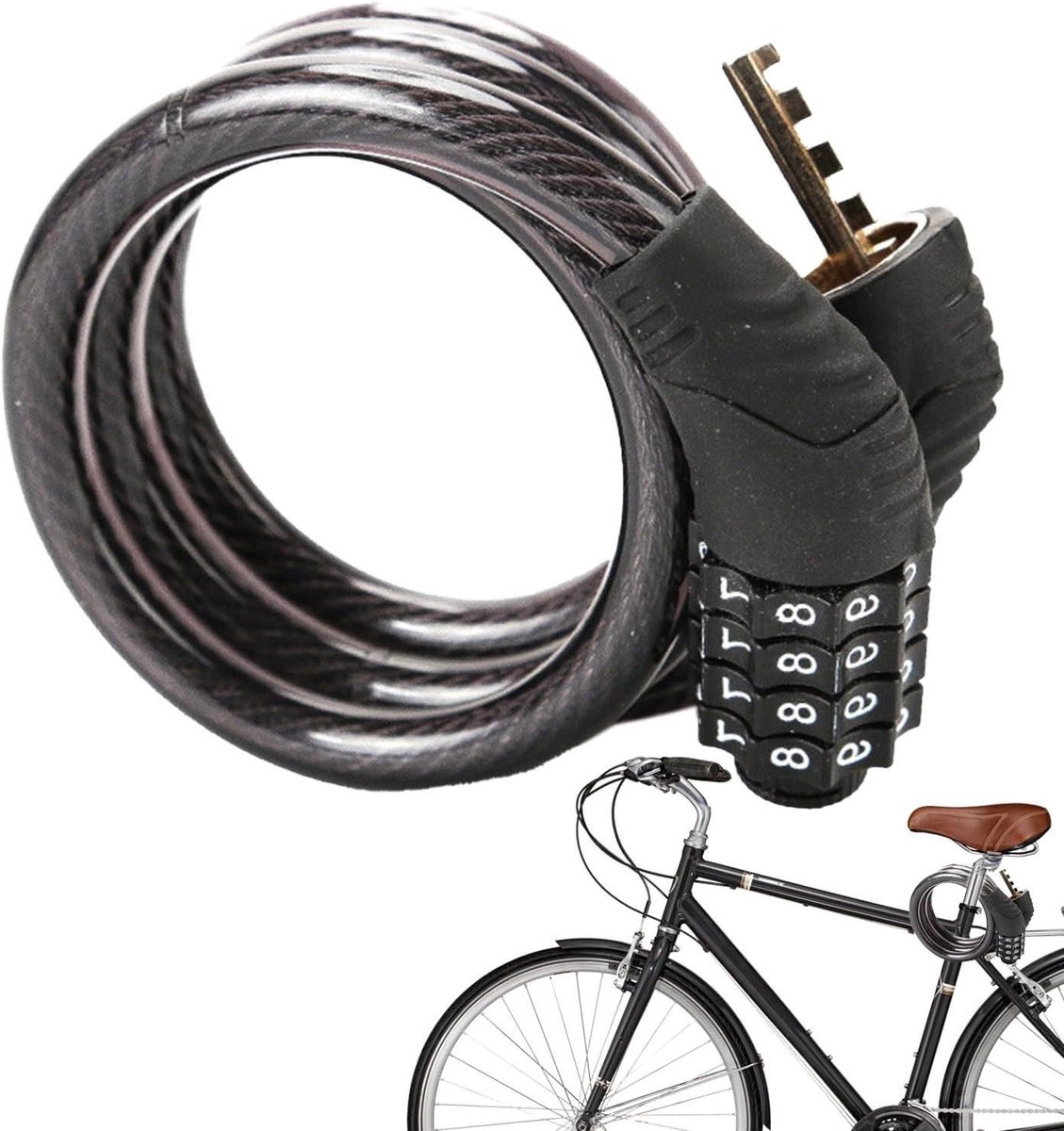 Fiets Cijferslot - Fietsslot Ketting - Fiets Beveiligen - 4-Cijferige Code - 100 cm - Zwart