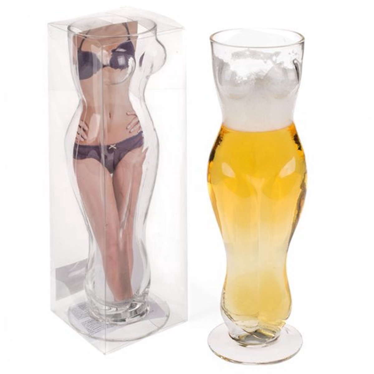 Frauentorso Bierglas - 500 ml Drinkglas met Vrouwensilhouet - Uniek Cadeau voor Bierliefhebbers - Elegant, Ongeveer 25 cm Hoog