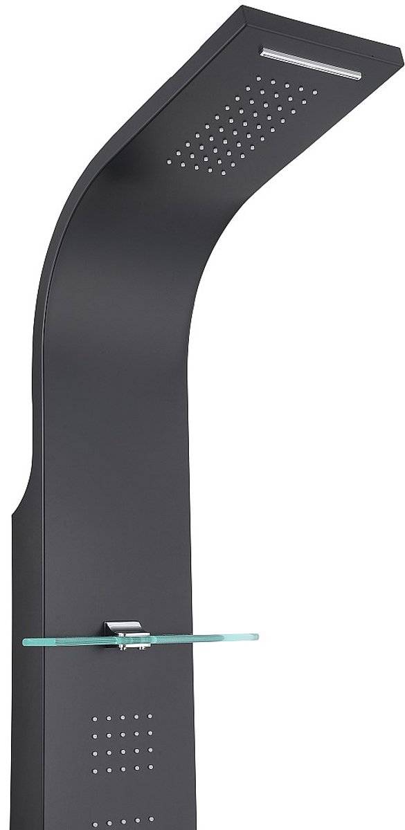Vente-unique Thermostatische hydromassagedouchekolom - Matzwart - B45 x H150 cm - JOSTA