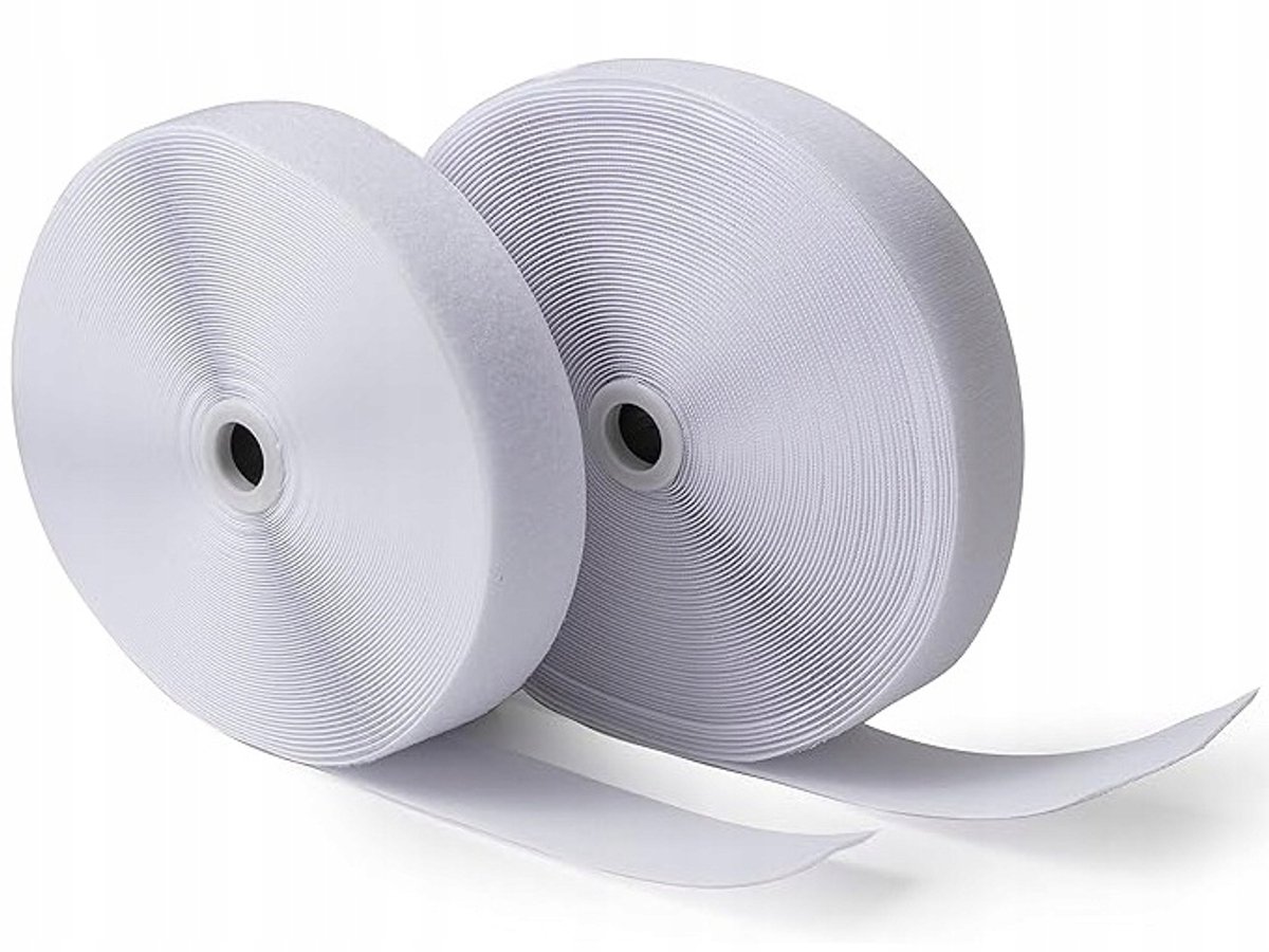 Sterke Klittenband Tape Dubbelzijdig Wit 25mm x 5m