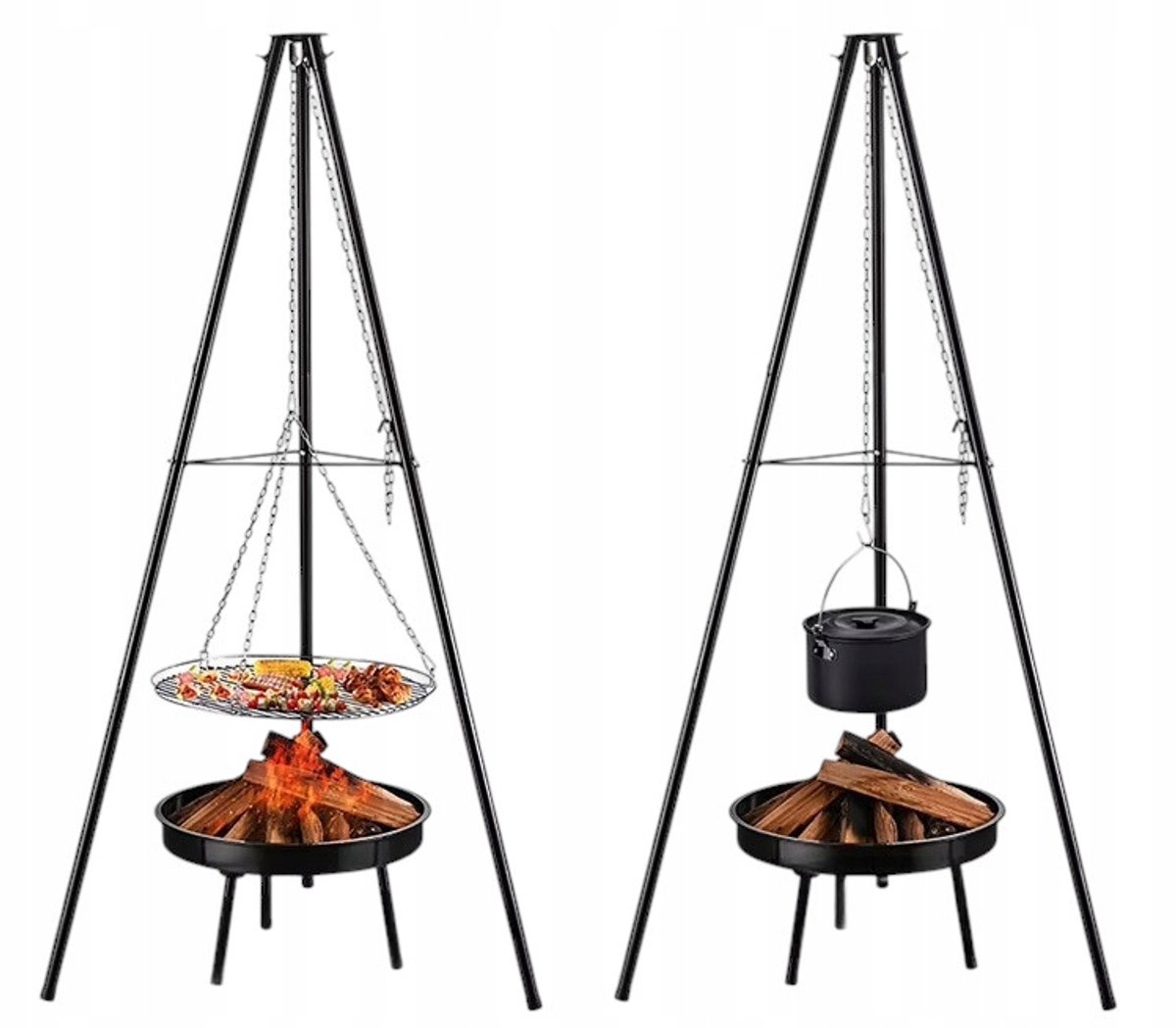 Merkloos Grill met Verstelbare Haan - 160 cm Hoogte