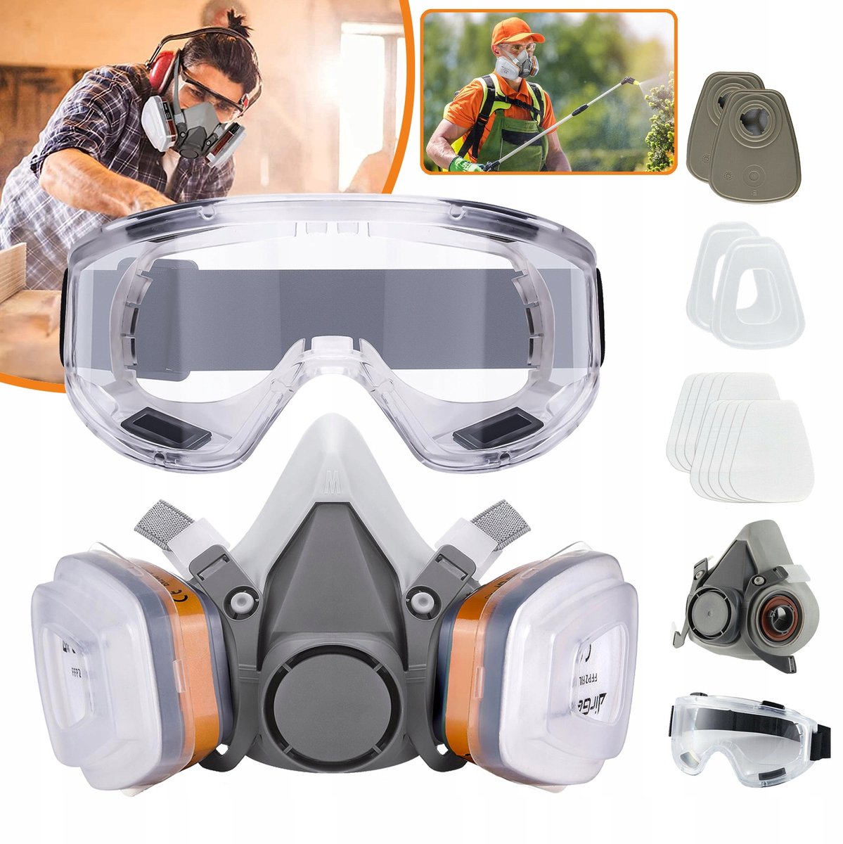 Stofmasker met Veiligheidsbril en Katoenfilter - Ademhalingsbescherming