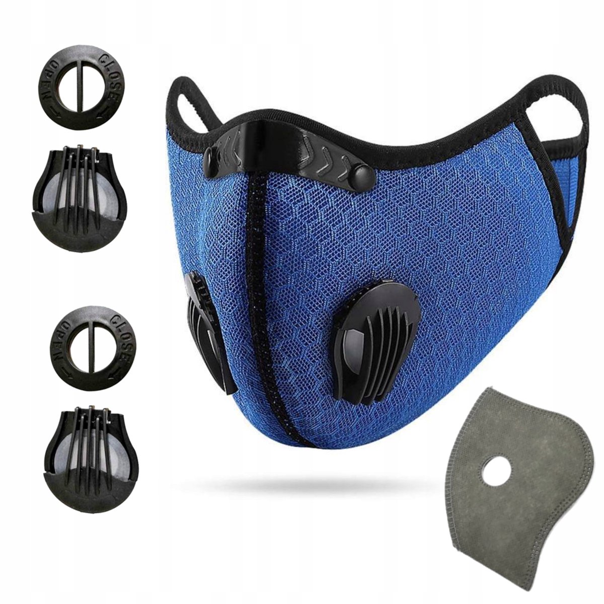 Herbruikbaar ademmasker met filter en ventiel - Navy Blauw