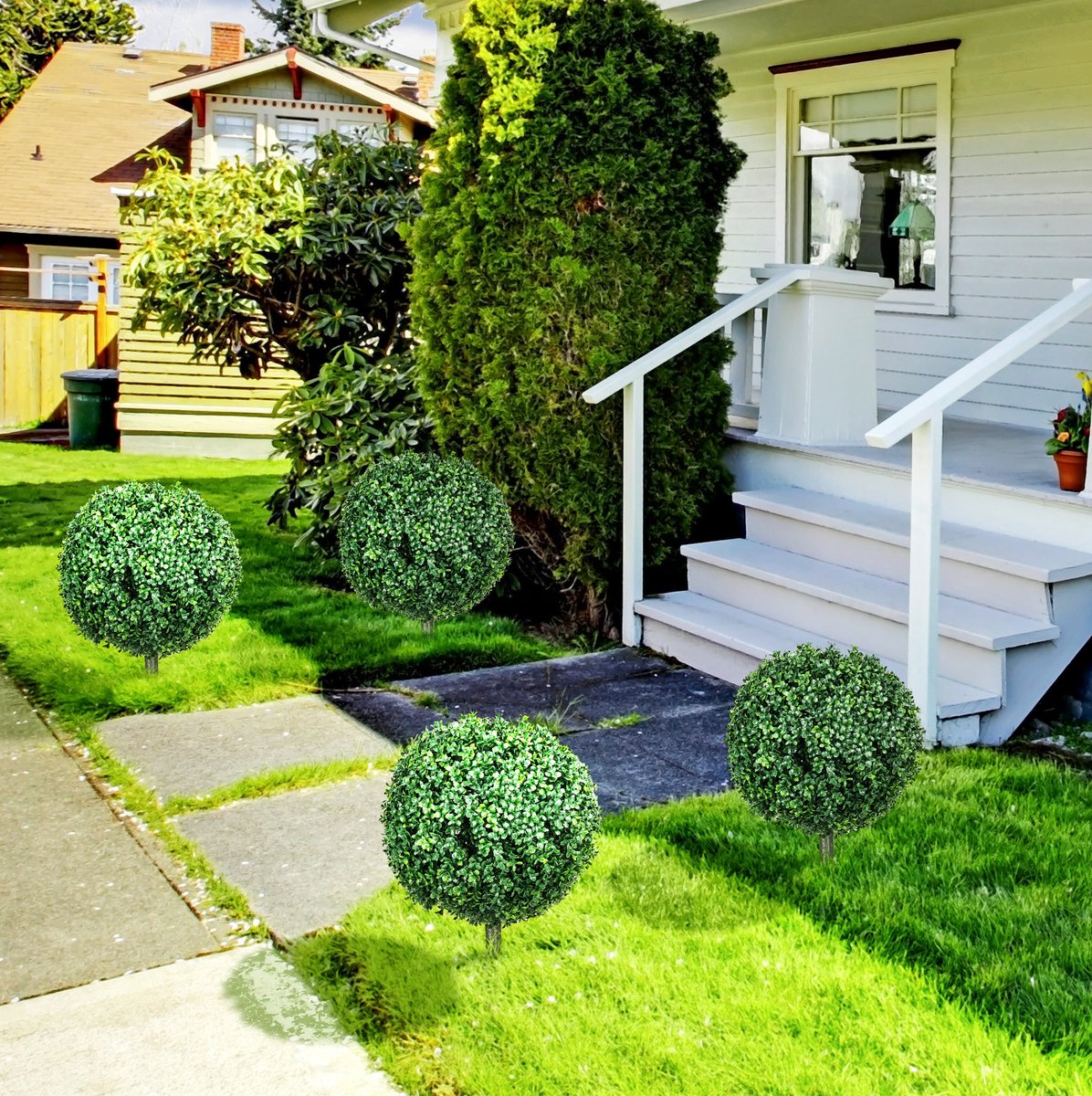Kunstplant UVbestendig 2 Delig Buxus 70 Cm Kunststof Groen Met Bodempinnen Voor Tuin Balkon Woonkamer En Buiten Decoratie
