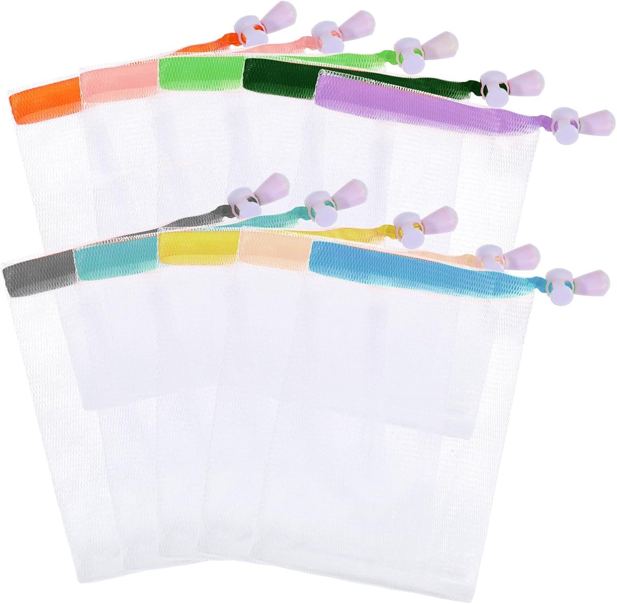 Zeepzakjes set van 10 - Nylon met trekkoord - Exfoliërende mesh zakjes - Ideaal voor dagelijkse verzorging - ShopVlot