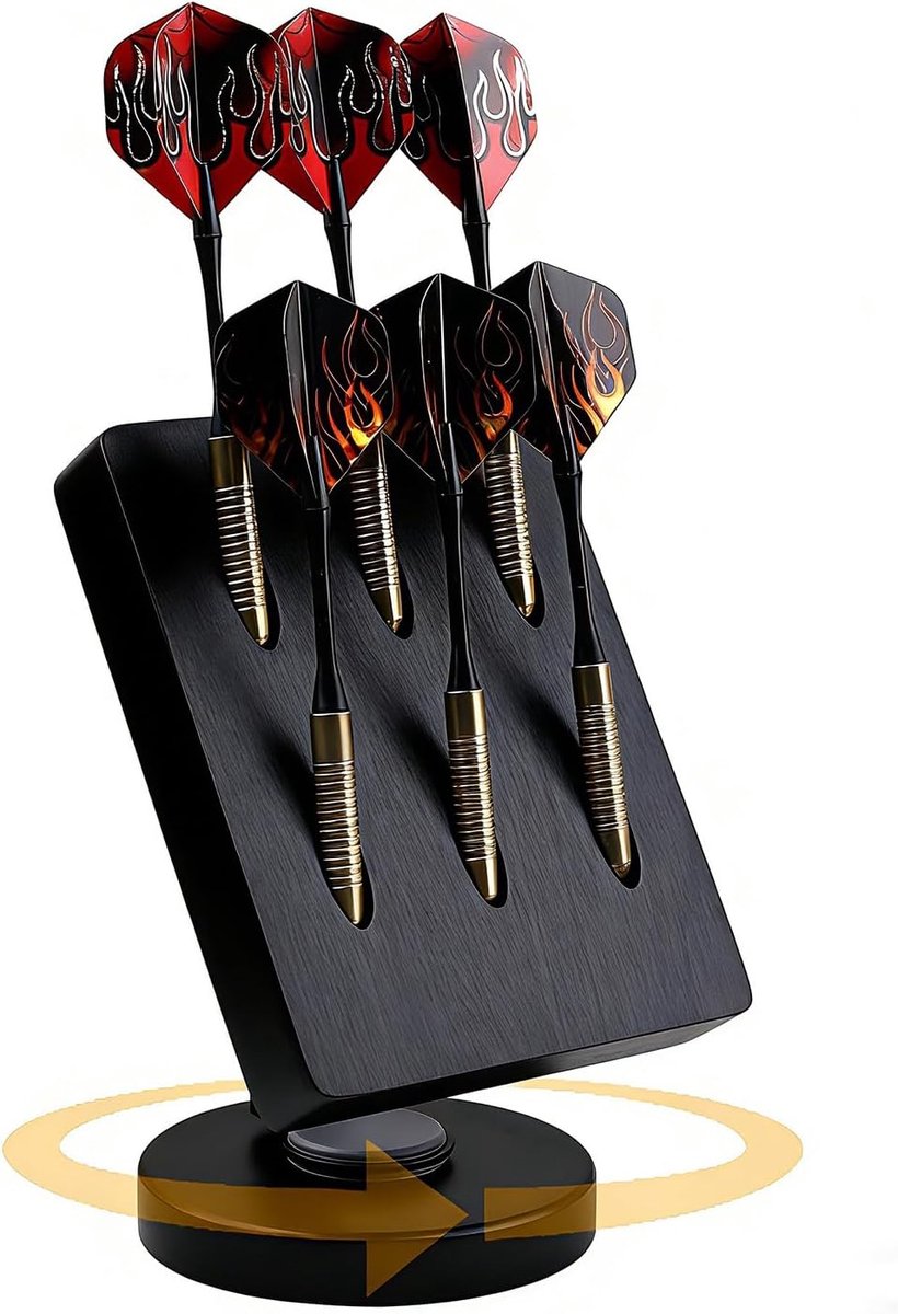 Darthouder - Rotating houten standaard voor 6 darts - Zwart - Gemakkelijke toegang tot darts - ShopVlot