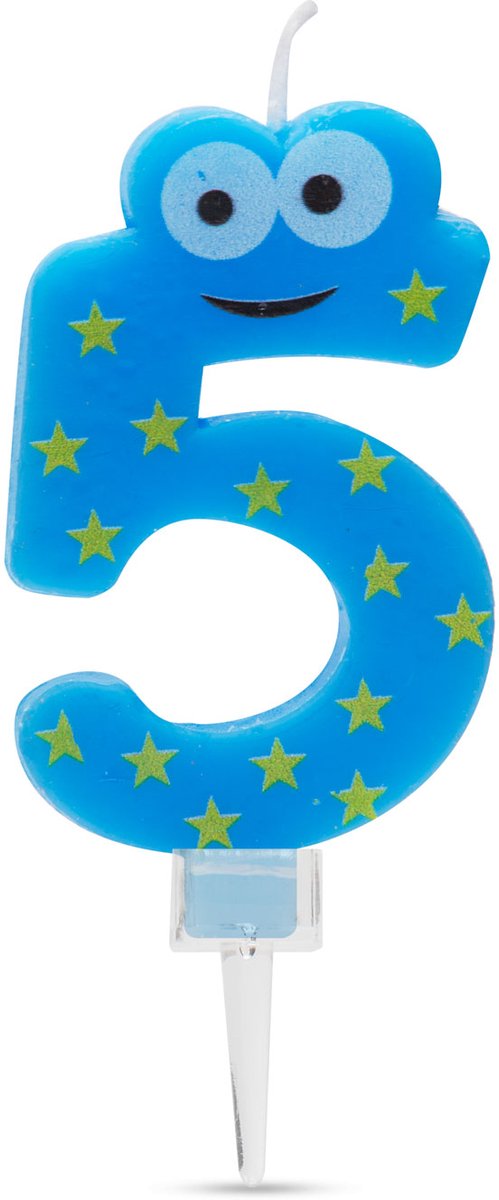 Verjaardagskaars Cijfer 5 - verjaardagscijfer, decoratiekaars, feestkaars, getalkaars, cake-kaars, decoratie, verjaardag [56182-5]