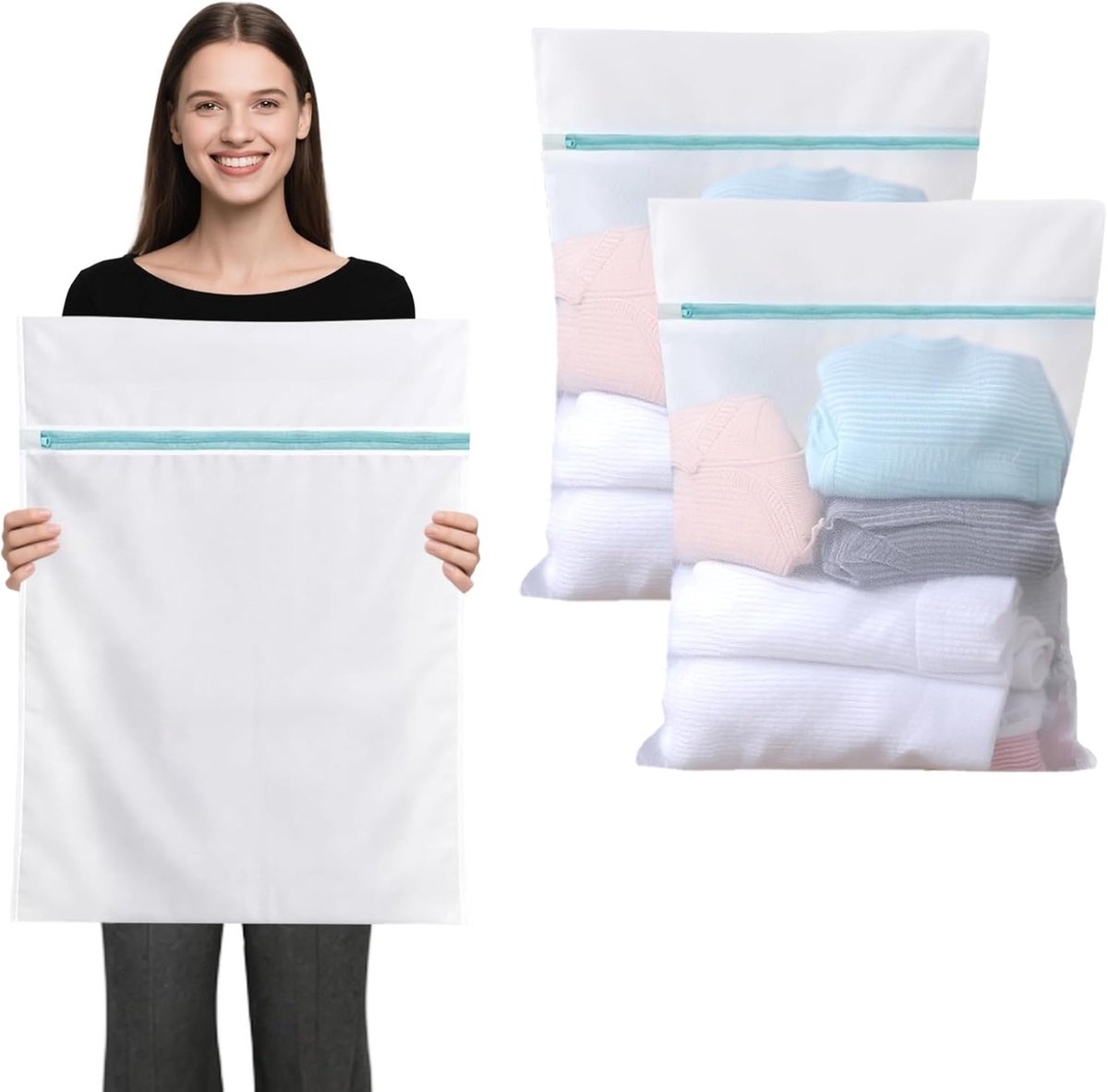 Wasmachine net XL 60 x 80 cm - Robuust net met rits - Perfecte bescherming voor kleding - ShopVlot