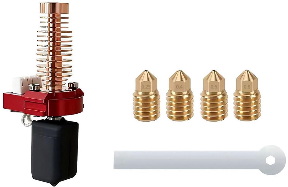 Hotend voor Flashforge Adventurer 5M - Upgrade Hot End Kit - 0.25/0.4/0.6/0.8mm Messing Nozzle - ShopVlot