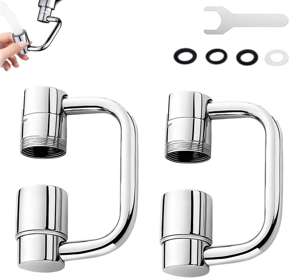Tap Jet Regulator 360° Rotatable - Universele Extensie met 2 Waterstanden - Splash Guard - Ideaal voor Keuken en Wasbak - ShopVlot