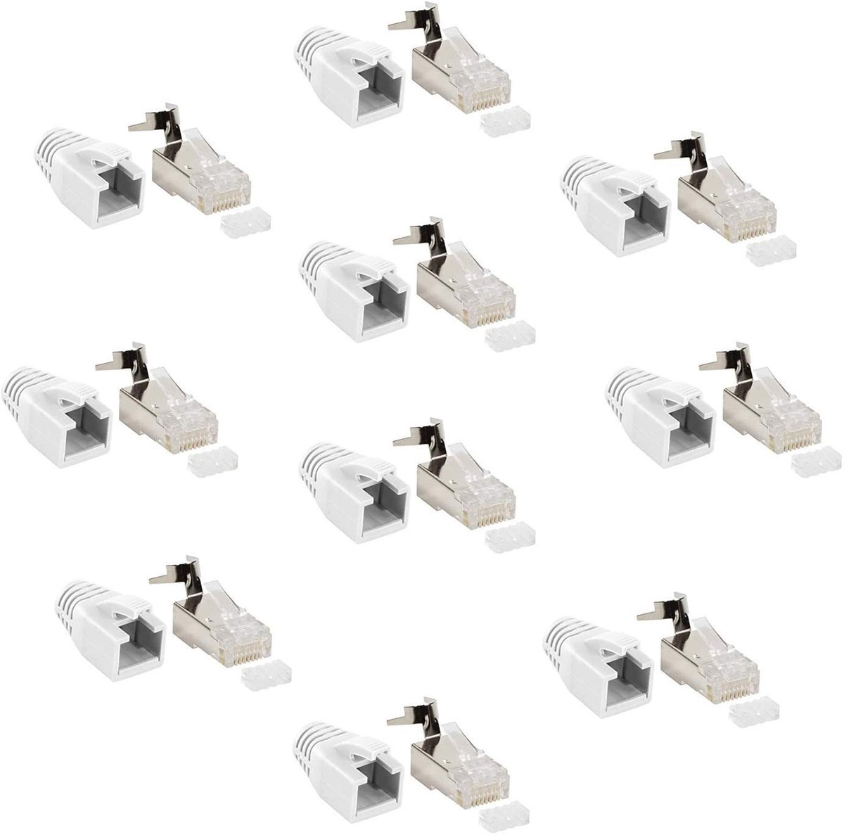 RJ45 Netwerk Plug Pack van 10 - CAT 7A, CAT 6A - Kinkbescherming - Ideaal voor 10 Gigabit Ethernet - ShopVlot