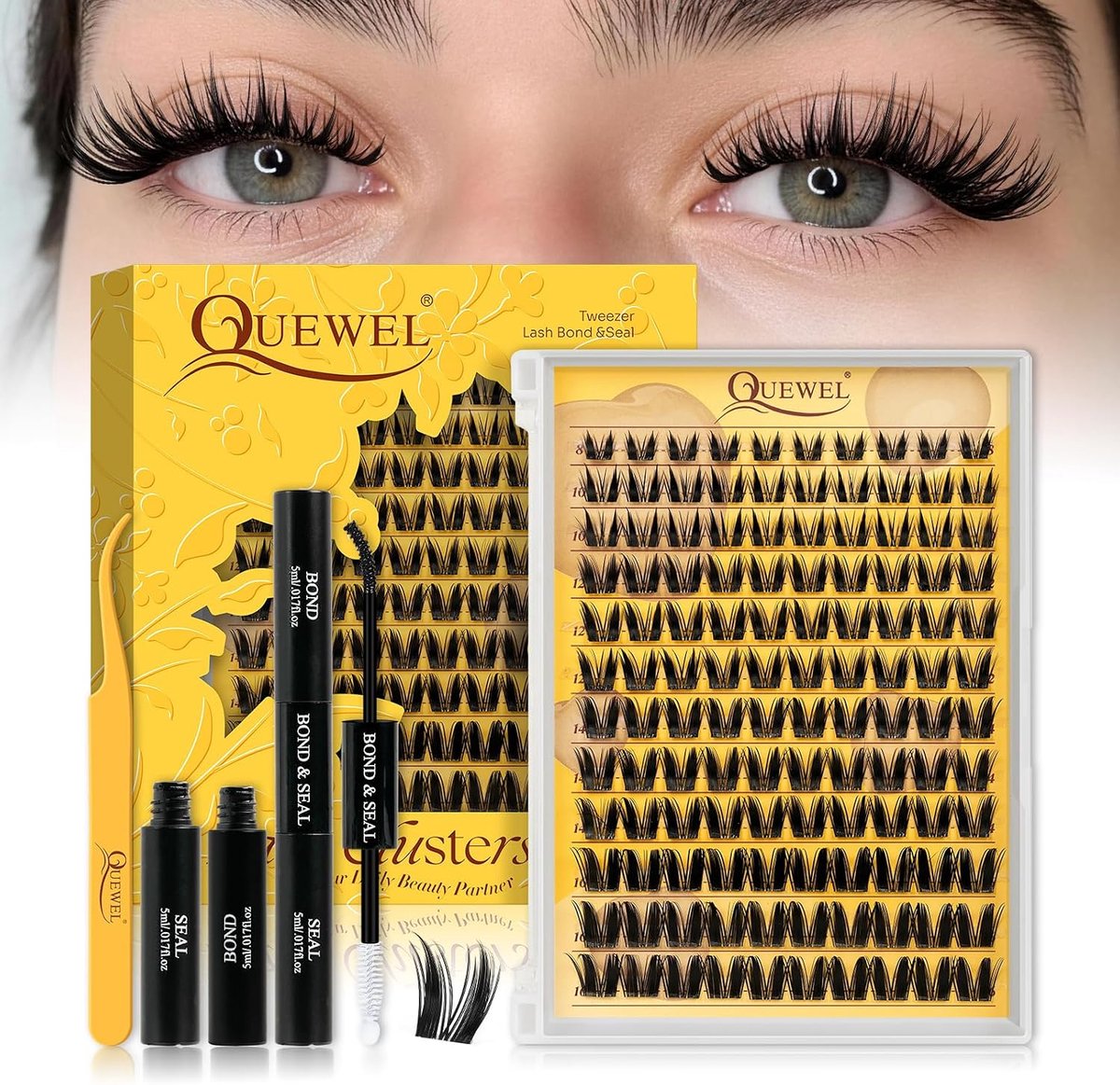 Wimperextensions set zarte wimperextensions - clusterwimpers met wimperlijm - natuurlijke look - ShopVlot